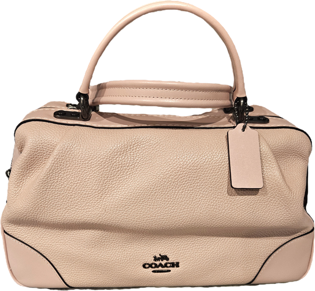 Coach Signature Dusty Pink Pebbled Leather Satchel Gunmetal Hardware