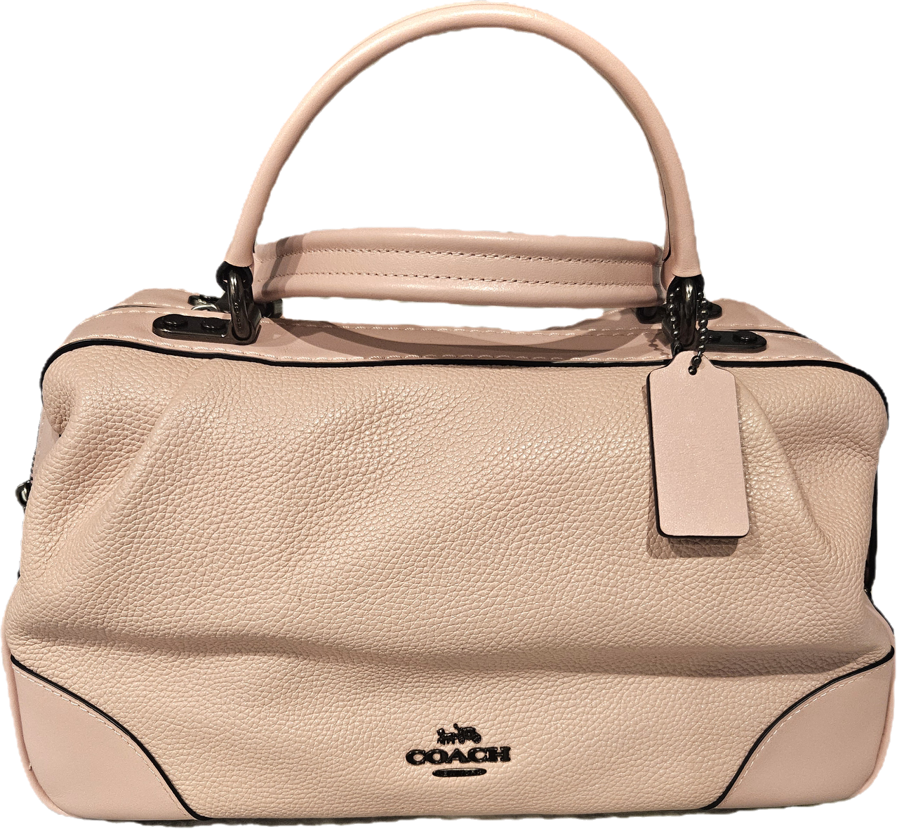Coach Signature Dusty Pink Pebbled Leather Satchel Gunmetal Hardware