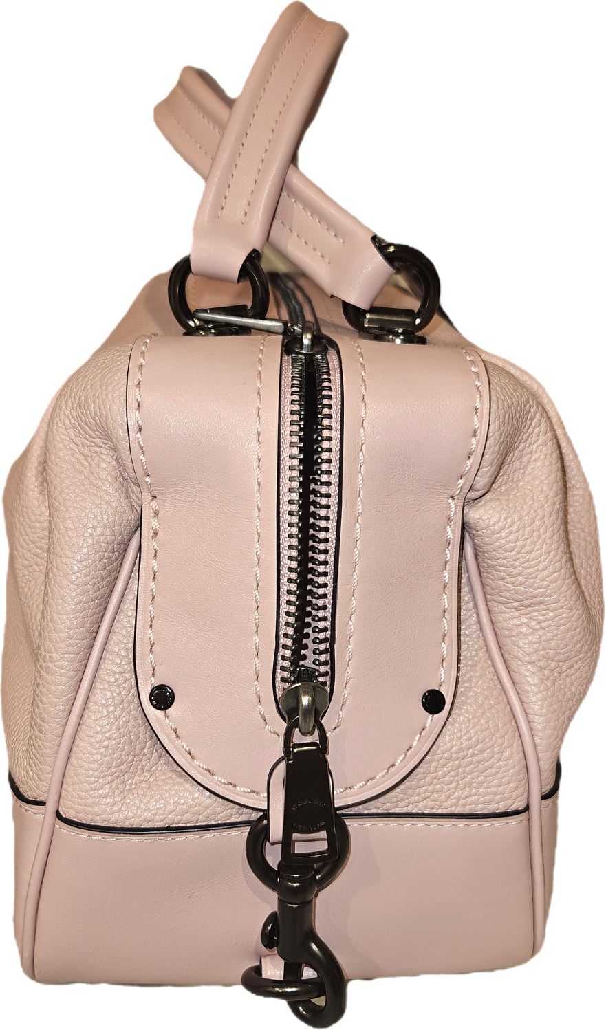 Coach Signature Dusty Pink Pebbled Leather Satchel Gunmetal Hardware