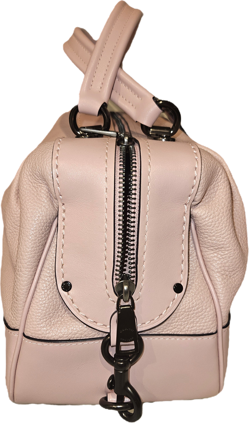 Coach Signature Dusty Pink Pebbled Leather Satchel Gunmetal Hardware