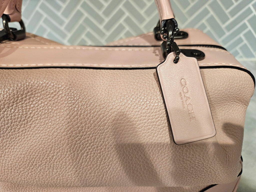 Coach Signature Dusty Pink Pebbled Leather Satchel Gunmetal Hardware