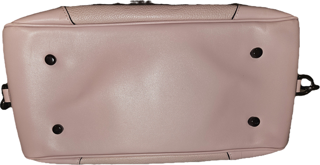 Coach Signature Dusty Pink Pebbled Leather Satchel Gunmetal Hardware